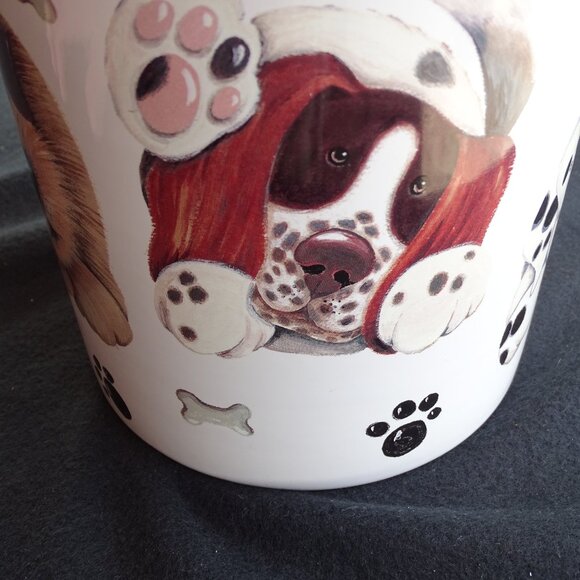 Vintage Dog Cookie Jar 9"Tx6.25"W with Paw Prints & Bones - Picture 4 of 12